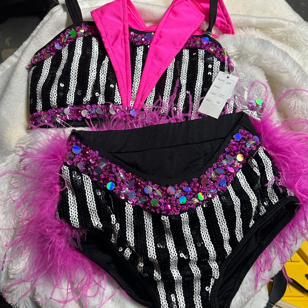 Pink and Black Sequin Women's Outfit